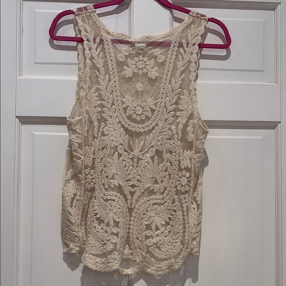 Say What? Cream/ Ivory Lace Sleeveless Top - Picture 4 of 5